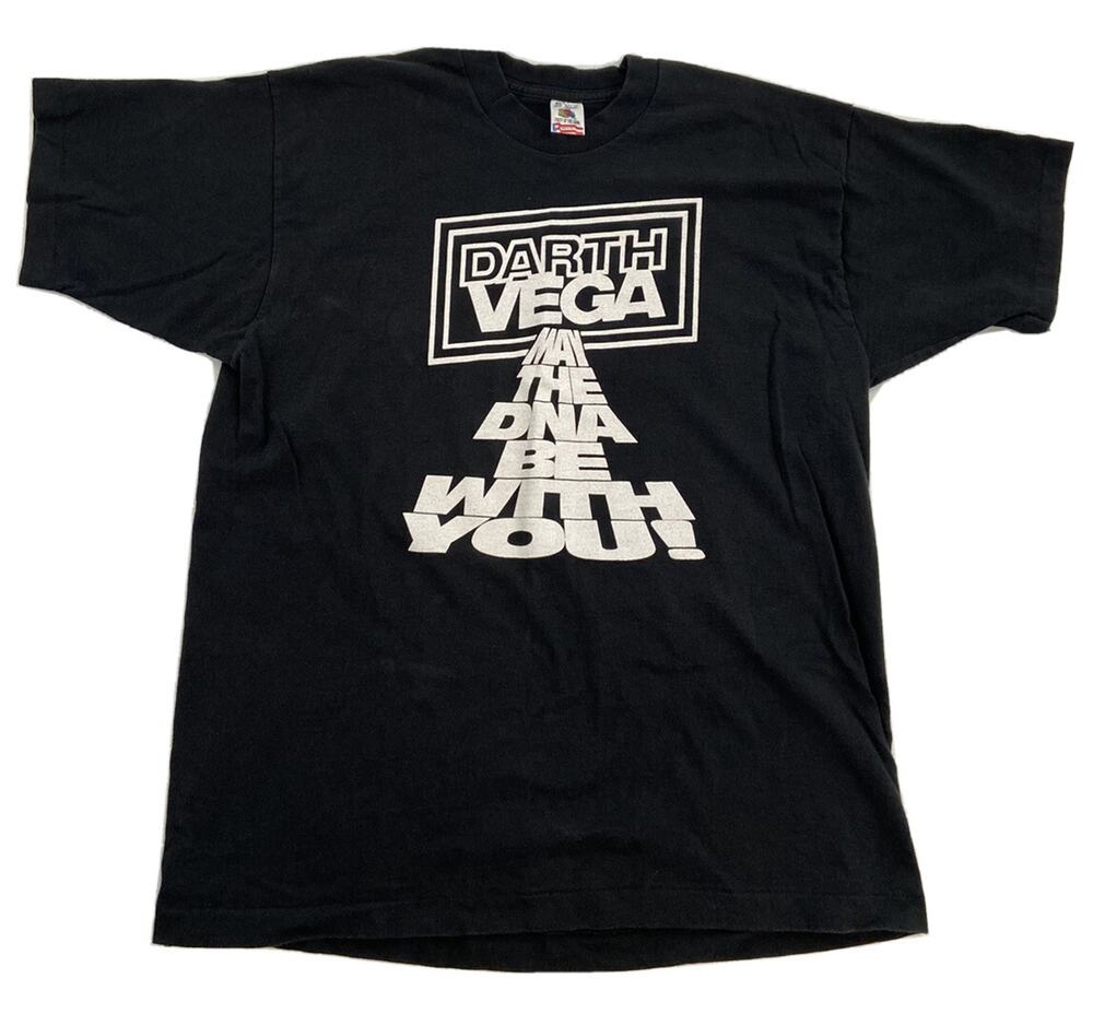 VINTAGE Darth Vega Shirt Adult Extra Large Black Single Stitch Double Print Mens
